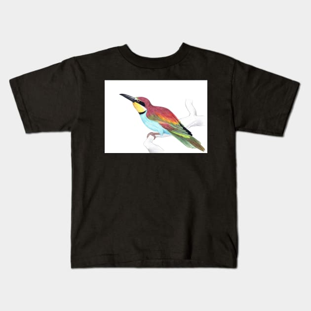 Bee Eater (Merops apiaster) sketch greeting card by Nicole Janes Kids T-Shirt by nicolejanes